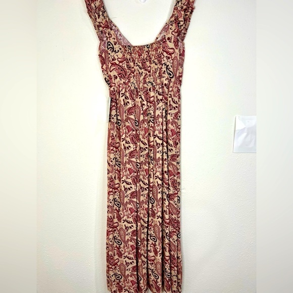 🆕 Justify Pink & Tan Patterned Dress with Front Tie Peak-a-boo - Picture 11 of 15